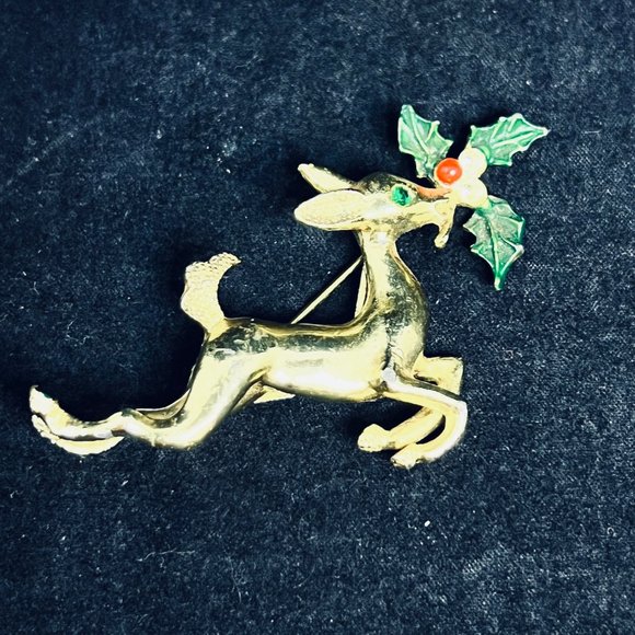 Lot of 6 Gold Tone Christmas Brooches - Picture 6 of 8